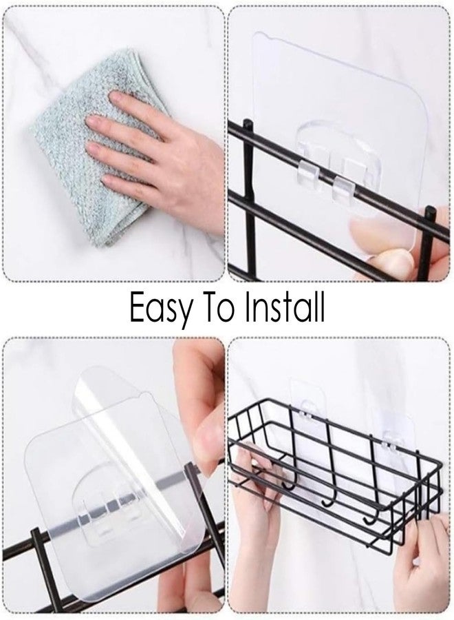 Go Hooked Metal Storage Basket with Hooks |Set of 4 Wall Mounted No Drill Self-Adhesive Shelf for Bathroom & Home Organization | Multipurpose Storage Rack | Bathroom Shelf Organizer | Metal Wall Shelf - Image 2